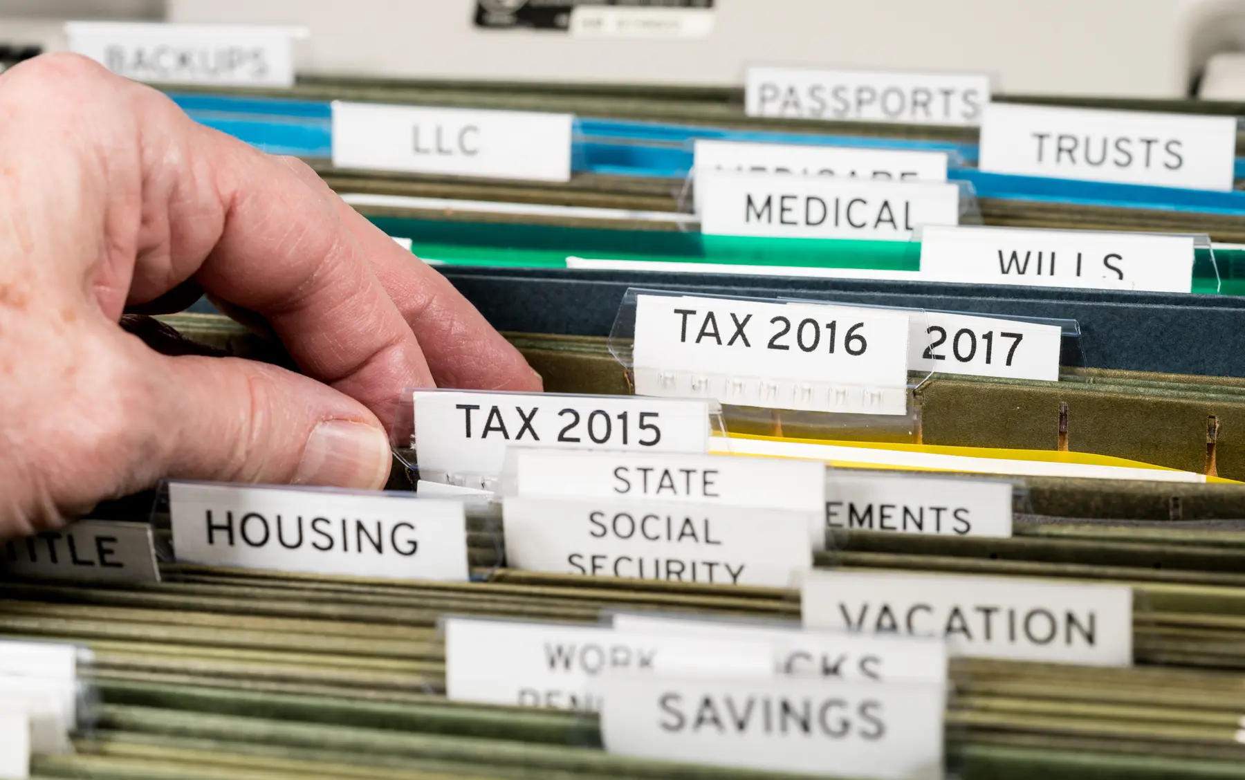 Organized tax records in a filing system